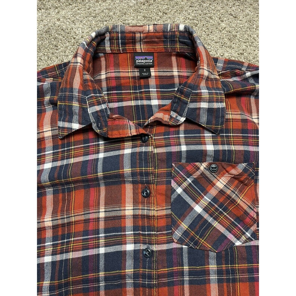 Patagonia Shirt Women's Size 2 Multicolor‎ Plaid Flannel Button Up Outdoors